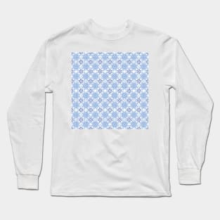 Mediterranean blue tiles stars and flowers pattern Long Sleeve T-Shirt